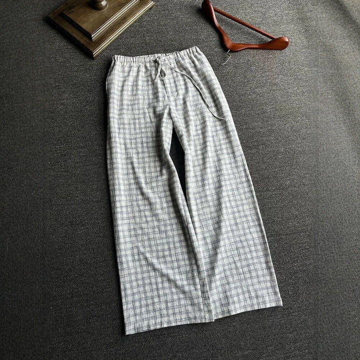 Herren Lässige Karierte Freizeithose Drune