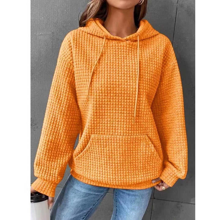 Damen lässiger Hoodie mit strukturierter Oberfläche und praktischer Kängurutasche Drune