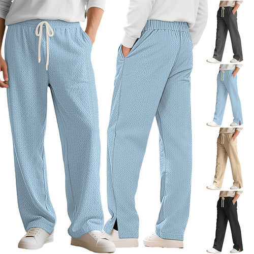 Damen nan komfortable strukturierte Loungehose mit elastischem Kordelbund und geradem Bein Drune