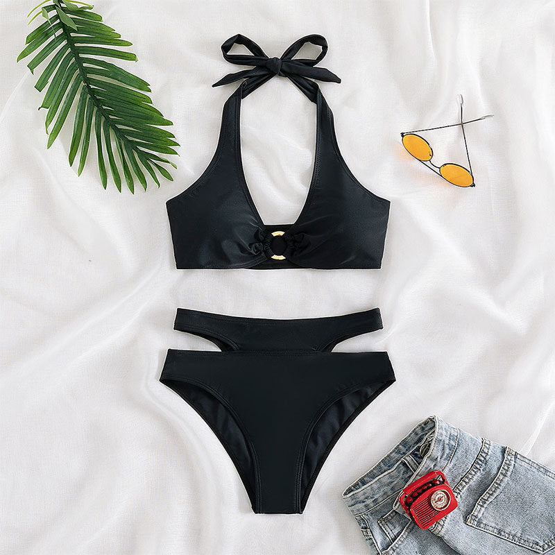 Damen Hochtaillierter Bikini mit Cut-Out-Details und elegantem Ring Drune