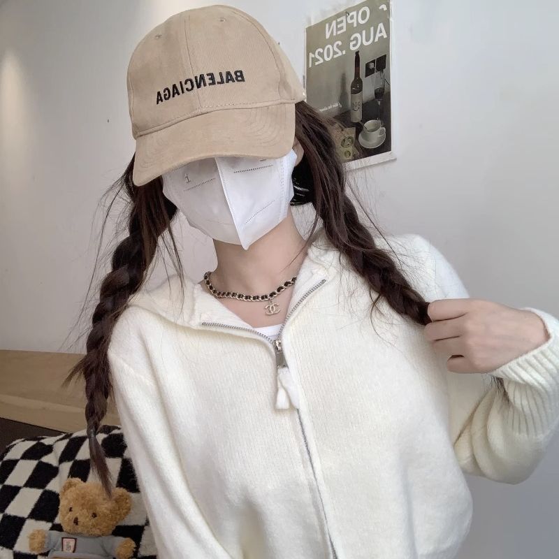 Damen Leichte Strickjacke mit Hoodie und Reißverschluss Drune