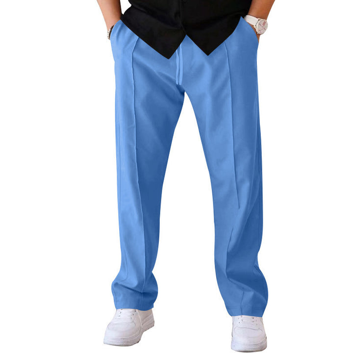 Herren Gerade geschnittene Freizeit-Hose mit Bundzug, Bügelfalte und Eingrifftaschen Drune