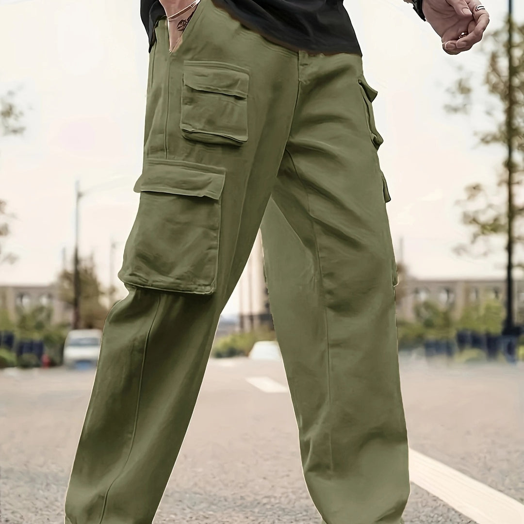 Herren Relaxed-Fit Utility-Cargohose mit großen Klappfächern und elastischem Beinabschluss Drune