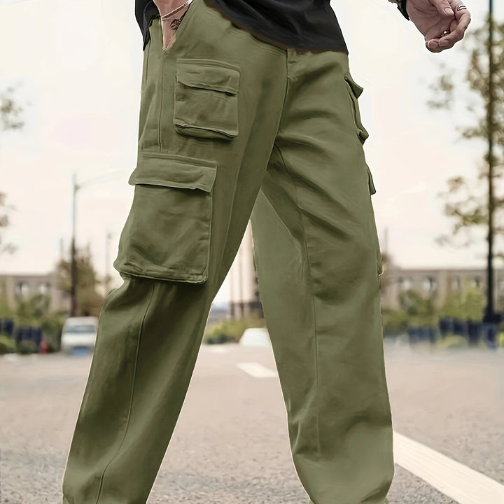 Herren Relaxed-Fit Utility-Cargohose mit großen Klappfächern und elastischem Beinabschluss Drune