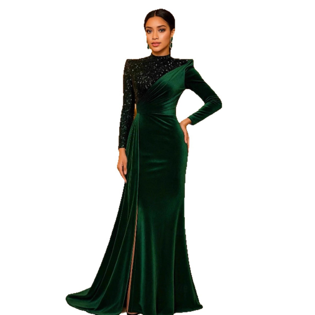 Damen Elegantes Abendkleid mit schimmerndem Oberteil und raffinierter Drapierung Drune