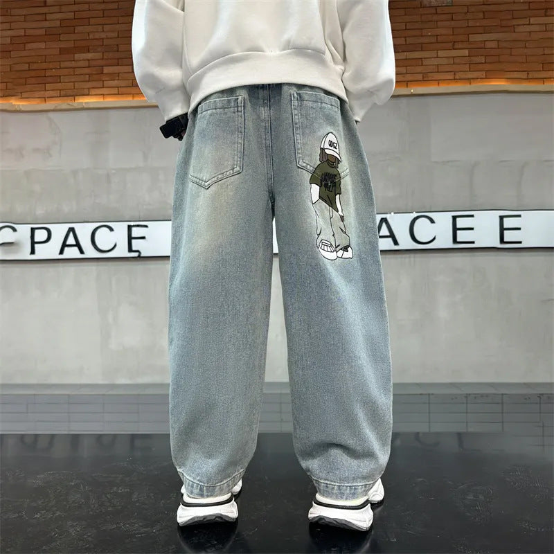 Unisex lässige weite Denim-Hose mit einzigartiger Grafik Drune