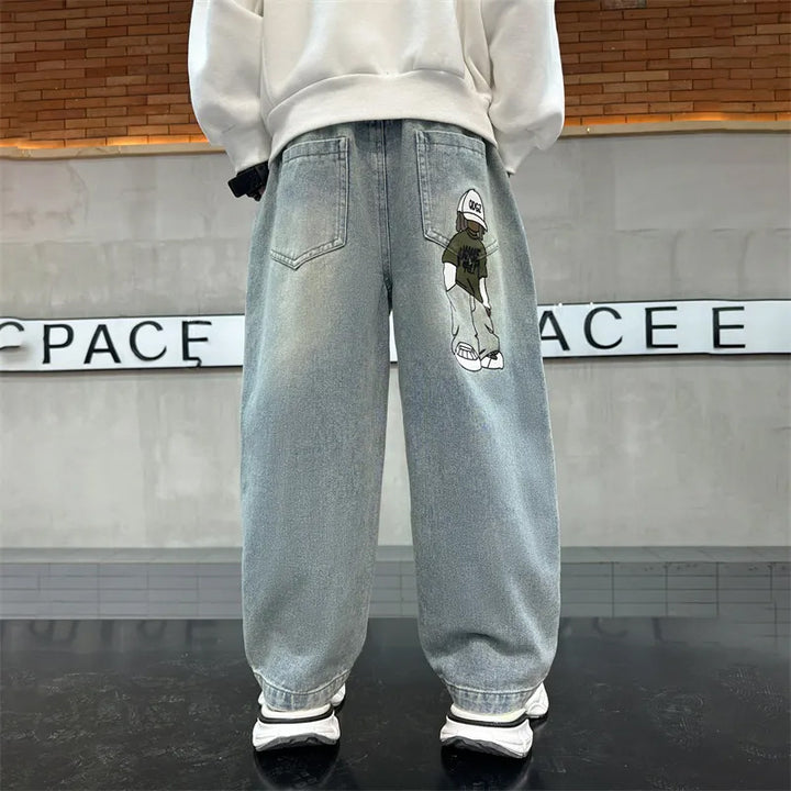 Unisex lässige weite Denim-Hose mit einzigartiger Grafik Drune