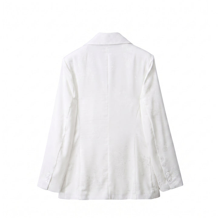 Damen Doppelreihiger Blazer mit floralem Jacquard und Schalkragen Drune