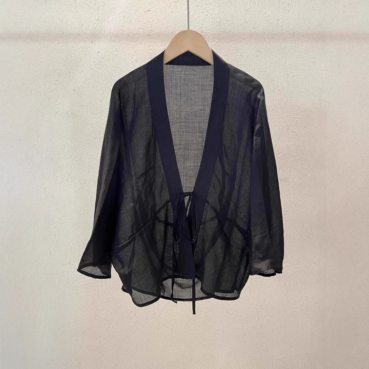 Damen Leichte Durchsichtige Wickeljacke Drune