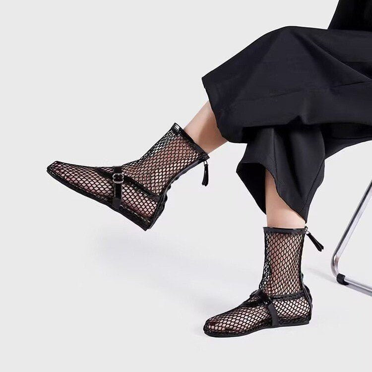 Damen Netzstiefeletten mit modischen Akzenten und komfortablem Futter Drune