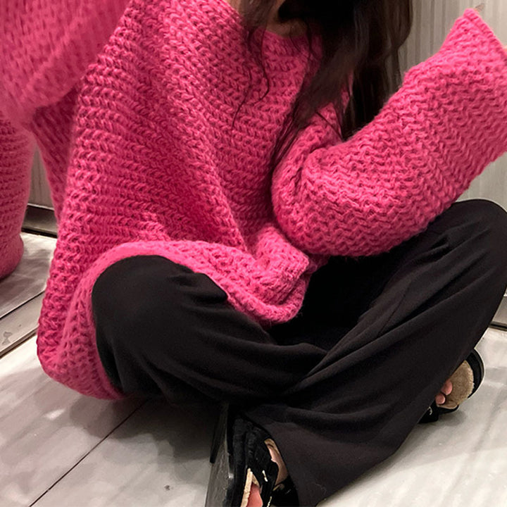 Damen Grob gestrickter Oversize-Pullover mit weitem Schnitt Drune