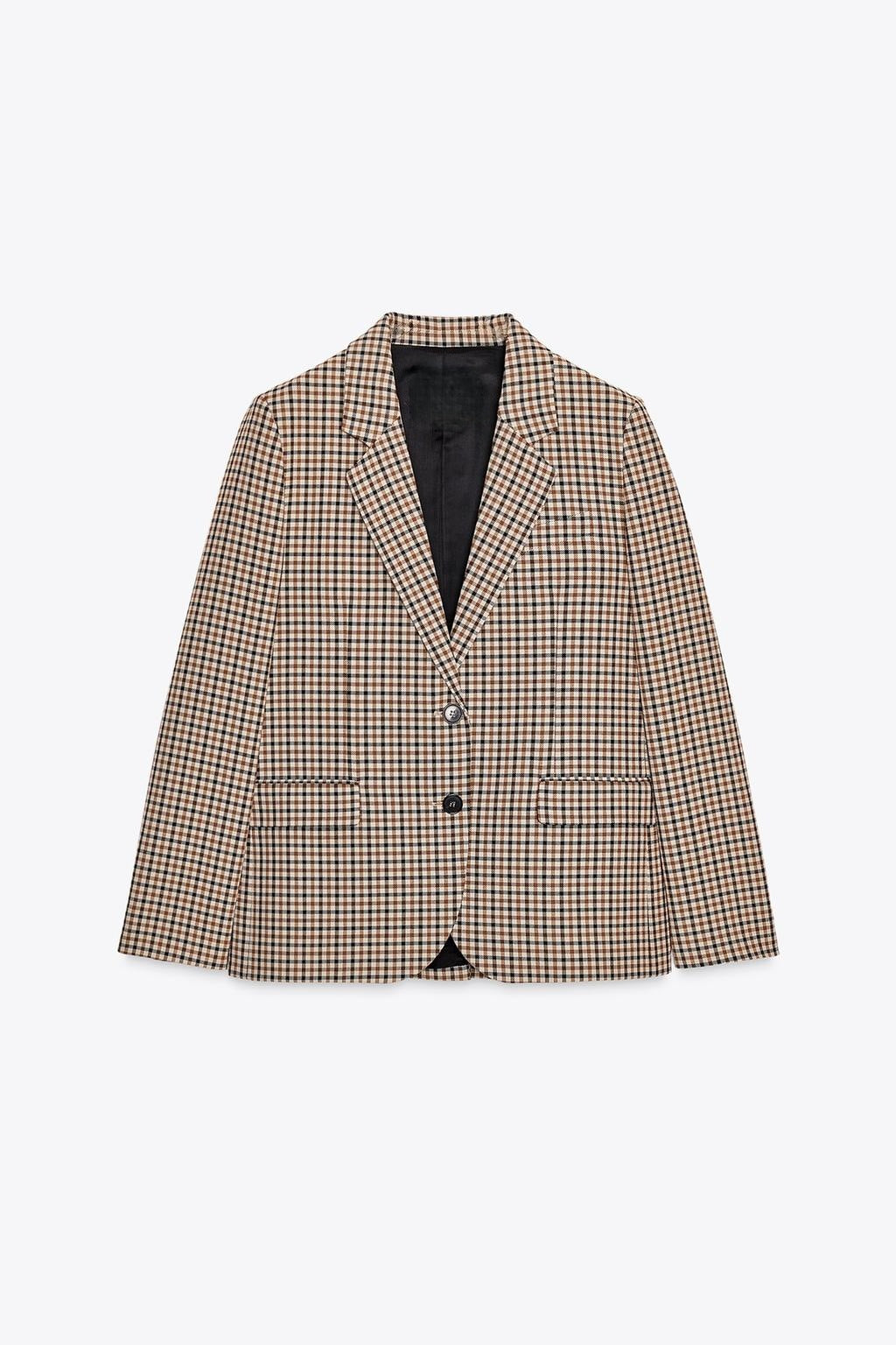 Damen Karo-Sakko im modernen Tailoring mit Reverskragen, zwei-Knopf-Verschluss und gefütterten Pattentaschen Drune
