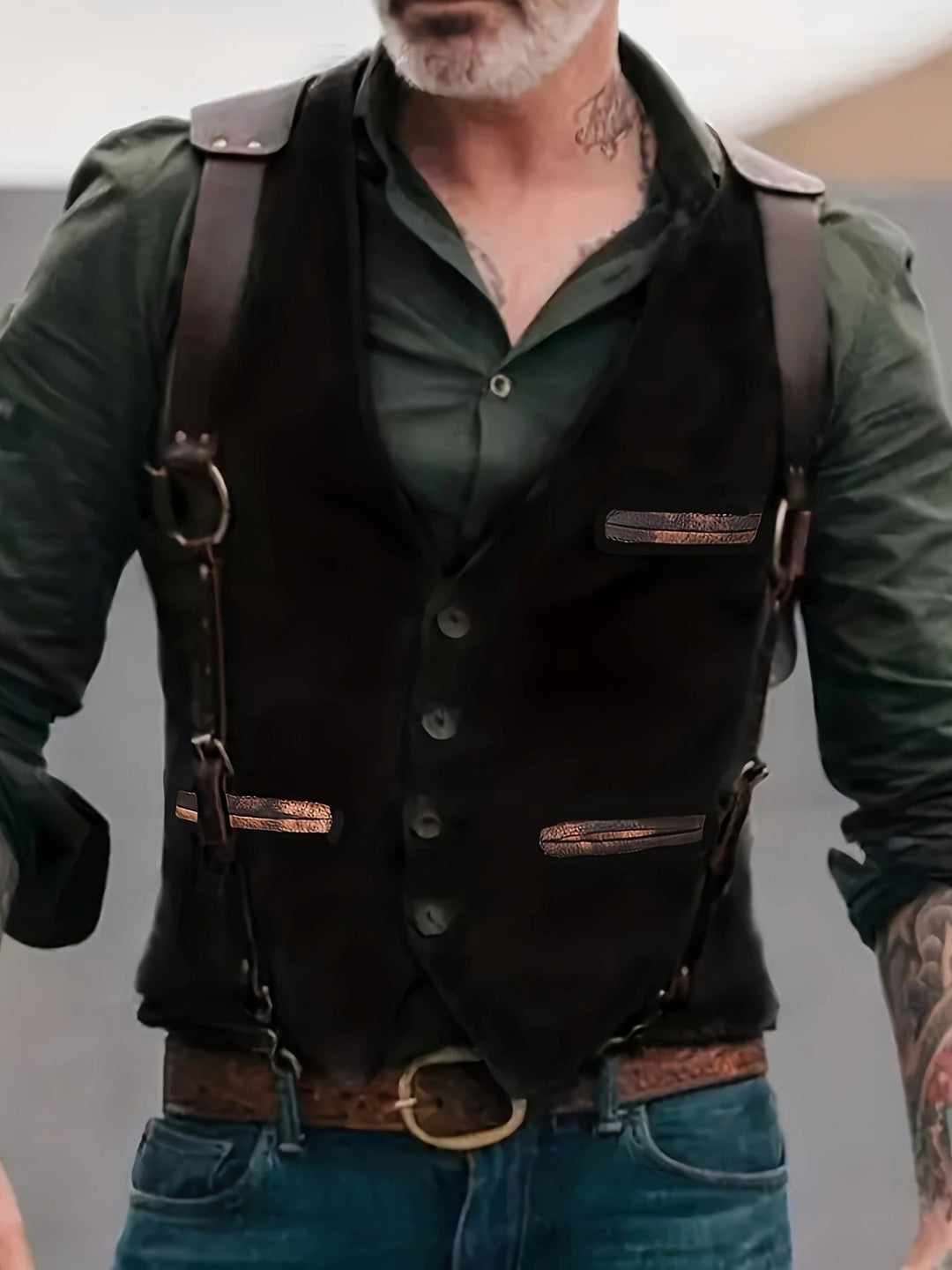 Herren stylische Weste mit akzenten und praktischen Taschen Drune