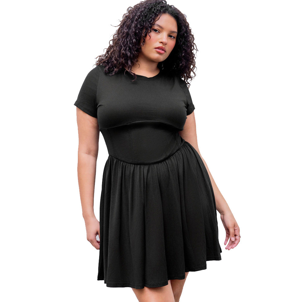 Damen elegantes A-Linien Kleid mit schwingendem Rock und modischem Schnitt Drune
