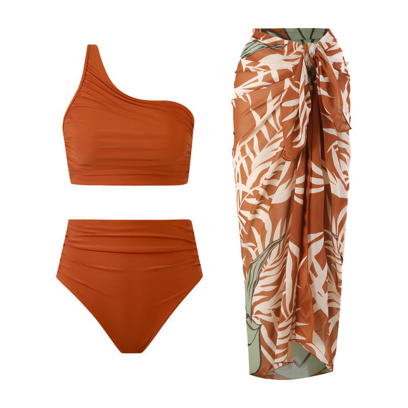Damen Bikini-Set mit elegantem asymmetrischen Oberteil und hohem Taillenslip Drune