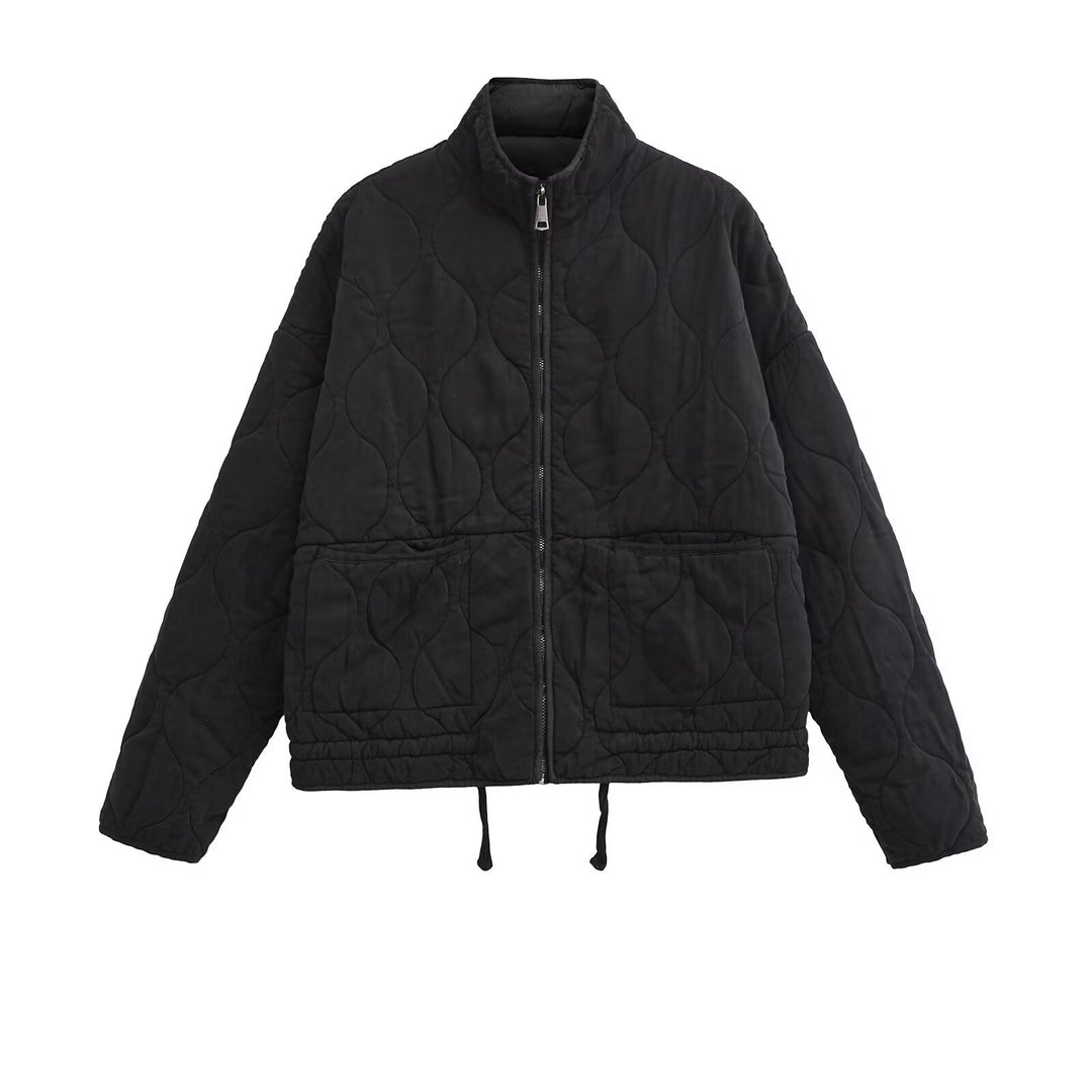 Damen gesteppte Übergangsjacke mit hohem Kragen und praktischen Taschen Drune