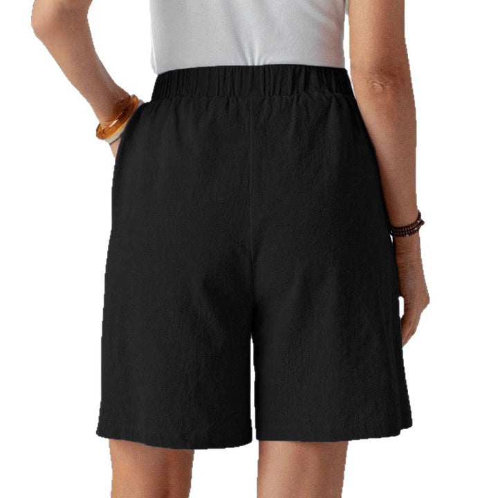 Damen lässige Shorts mit elastischem Bund und Knopfdetail Drune