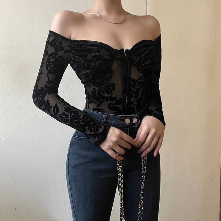 Damen Luxuriöses Spitzenbodysuit mit Off-Shoulder-Design Drune
