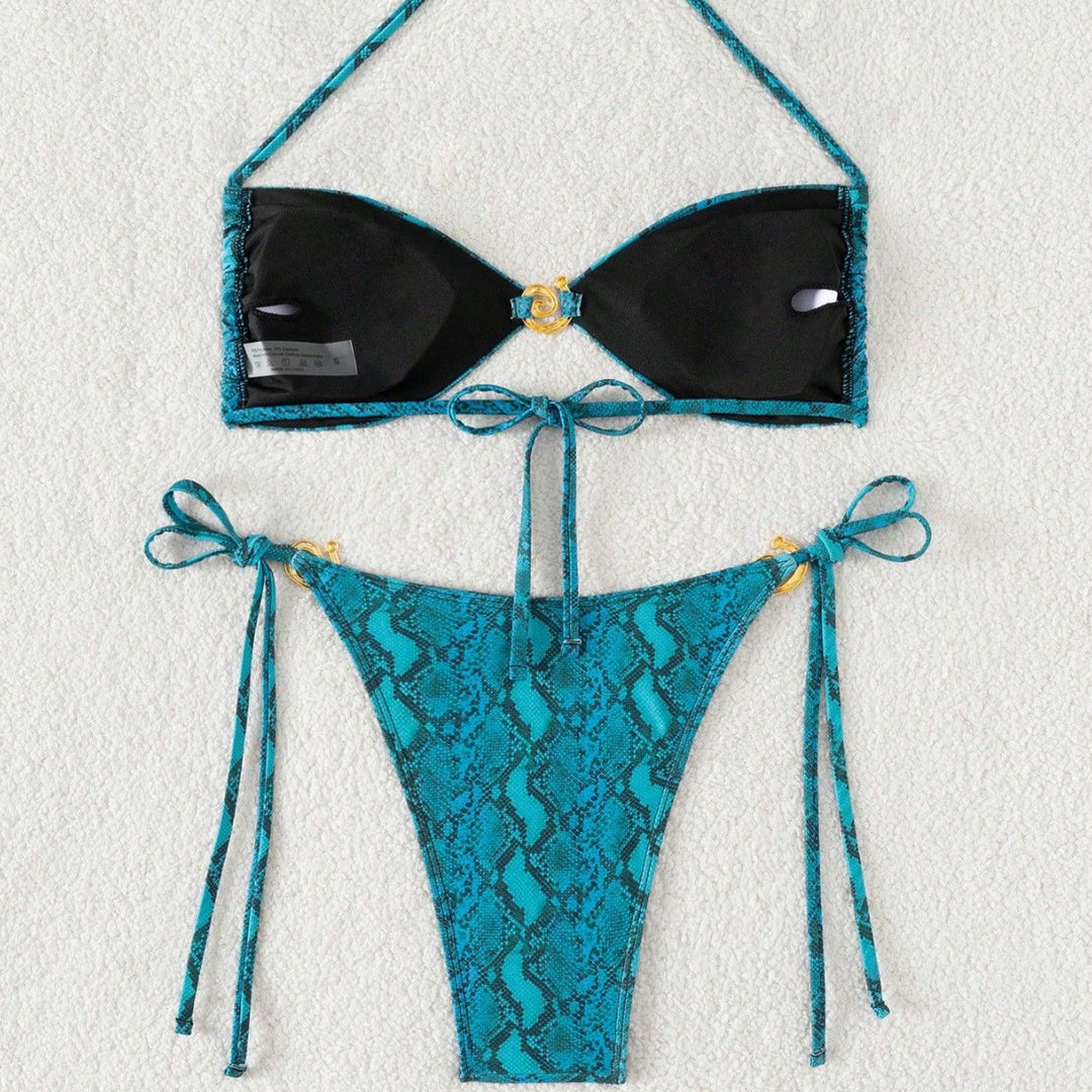Damen Triangel-Bikini mit floralem Motiv und verstellbaren Trägern Drune