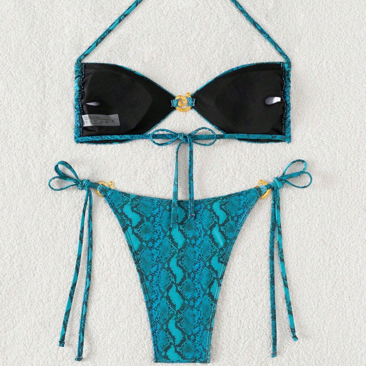 Damen Triangel-Bikini mit floralem Motiv und verstellbaren Trägern Drune
