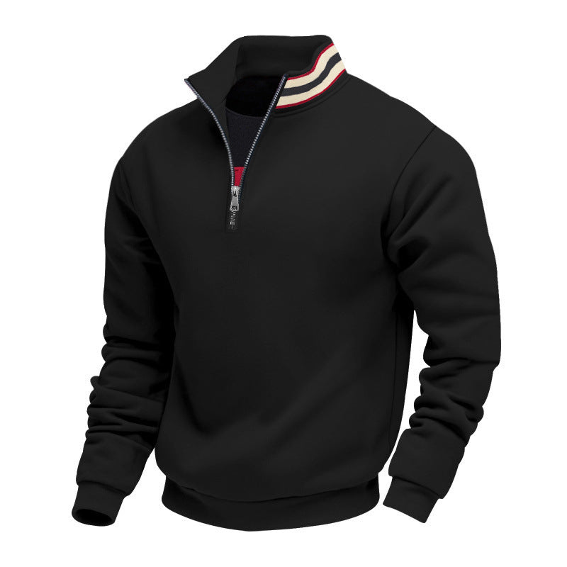 Herren nan Halbzip-Sweatshirt mit sportivem Ringkragen und weichem Fleece-Innenfutter Drune