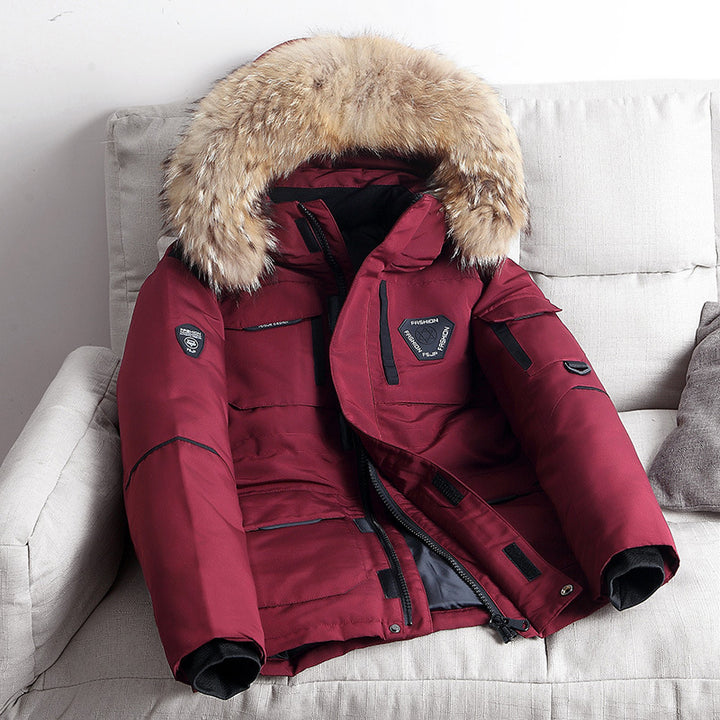 Herren Winterparka mit abnehmbarer Kunstfellkapuze, Thermoisolierung und Utility‑Taschen Drune