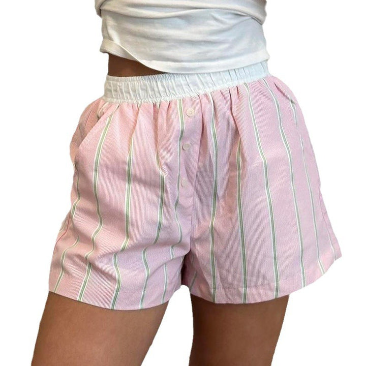 Damen Schlafshorts mit elastischem Bund und dekorativem Kordelzug Drune
