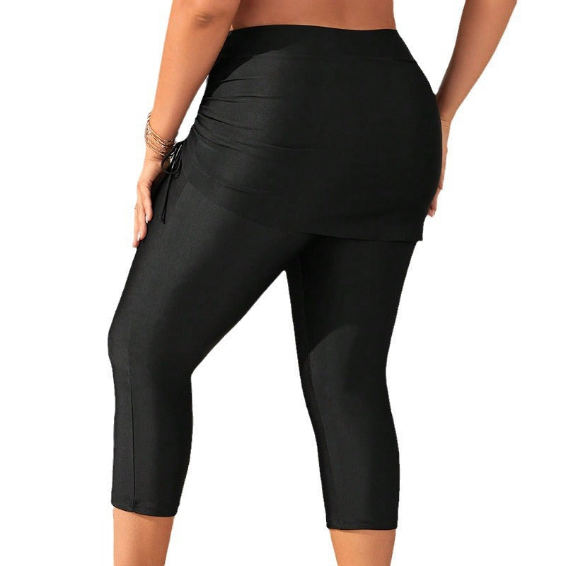 Damen Leggings mit seitlicher Raffung und hohem Bund Drune