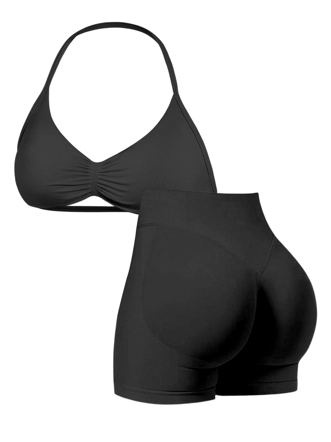 Damen Sport-Bikini-Oberteil mit hoch geschnittenen Shorts und nahtlosem Design Drune