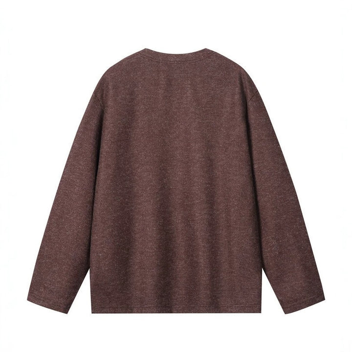 Herren Oversize Sweatshirt mit V-Ausschnitt und melierter Struktur Drune