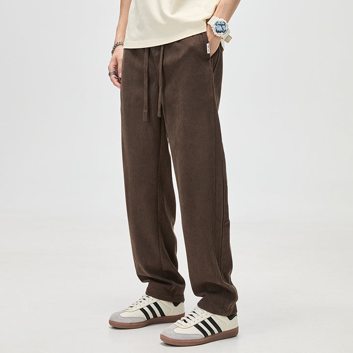 Herren Cordhose mit Kordelzug und geradem Bein Drune
