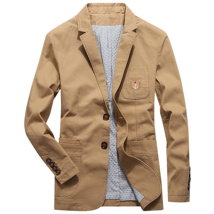 Herren Baumwoll-Canvas Sakko im Casual-Look mit Brustpatch Drune