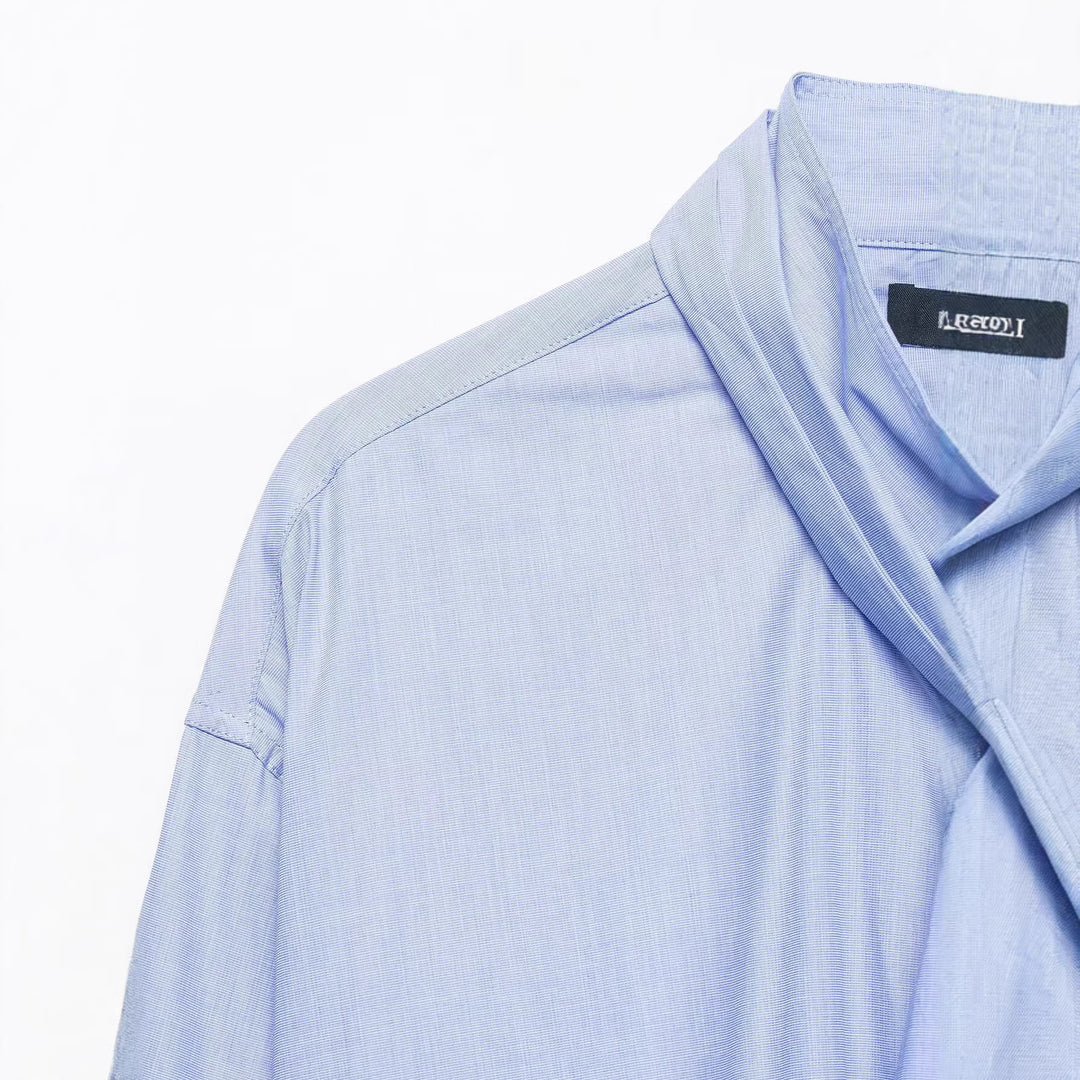 Damen Bluse mit Schleifenkragen und oversized Boxy‑Schnitt Drune