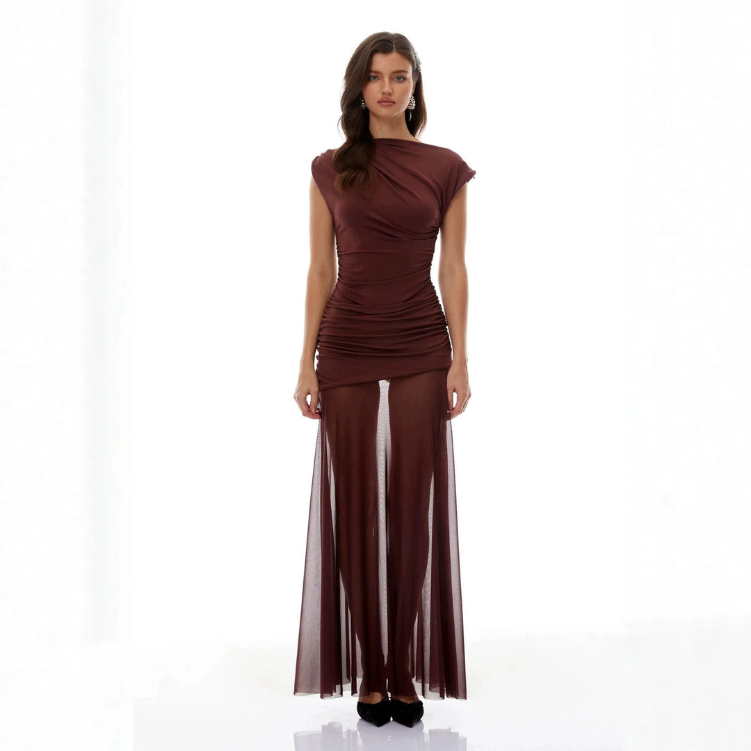 Damen Elegantes Wickelkleid mit Rüschendetails Drune