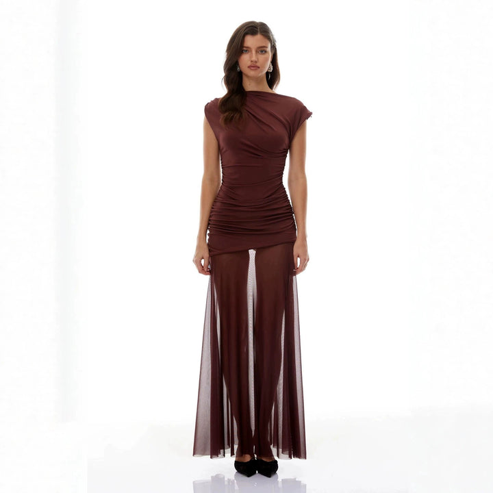 Damen Elegantes Wickelkleid mit Rüschendetails Drune