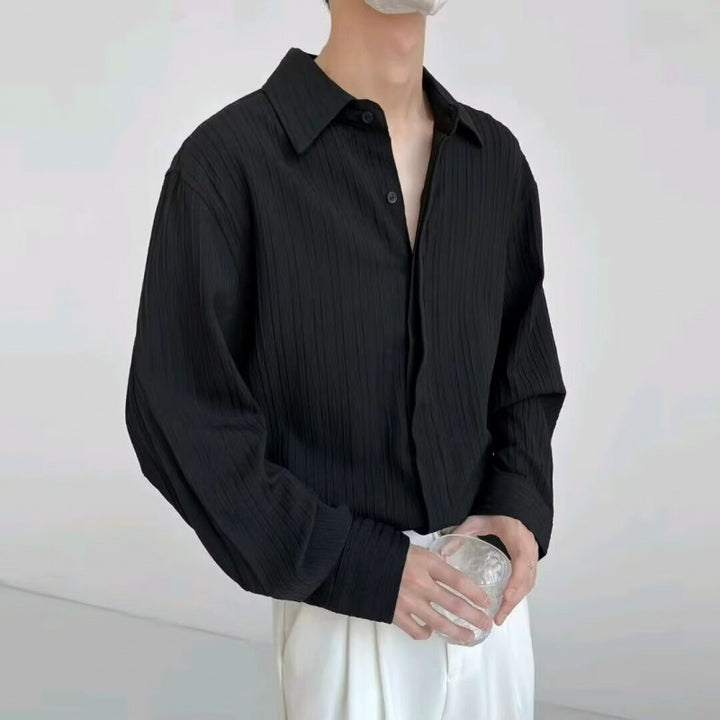Herren lässiges Langarmhemd mit strukturiertem Design Drune