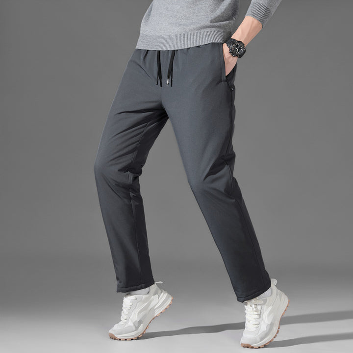 Herren leichte Travel-Jogginghose mit elastischem Bund, Kordelzug, verdeckten Reißverschlusstaschen und geradem Bein Drune