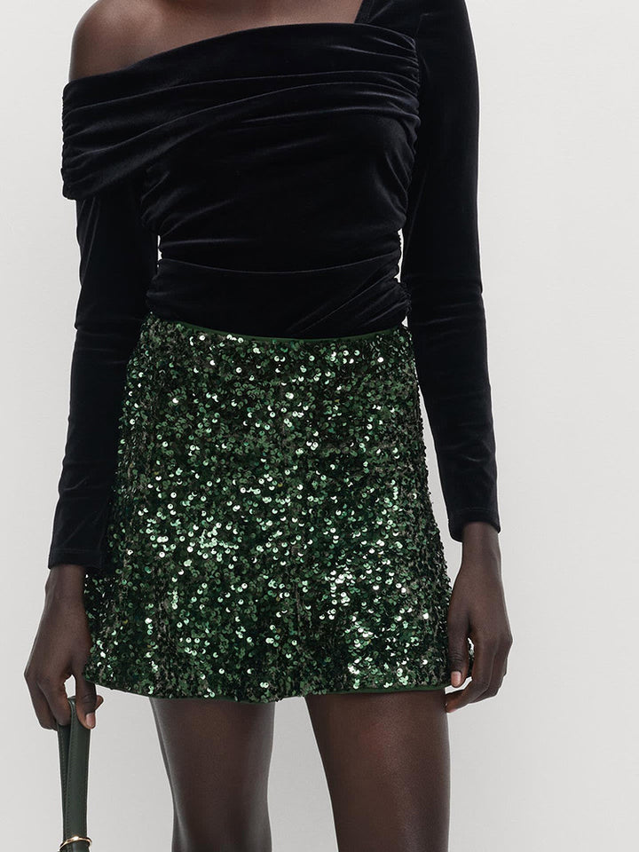 Damen Pailletten-Minirock mit taillierter Silhouette & leichtem A-Linien‑Schnitt Drune