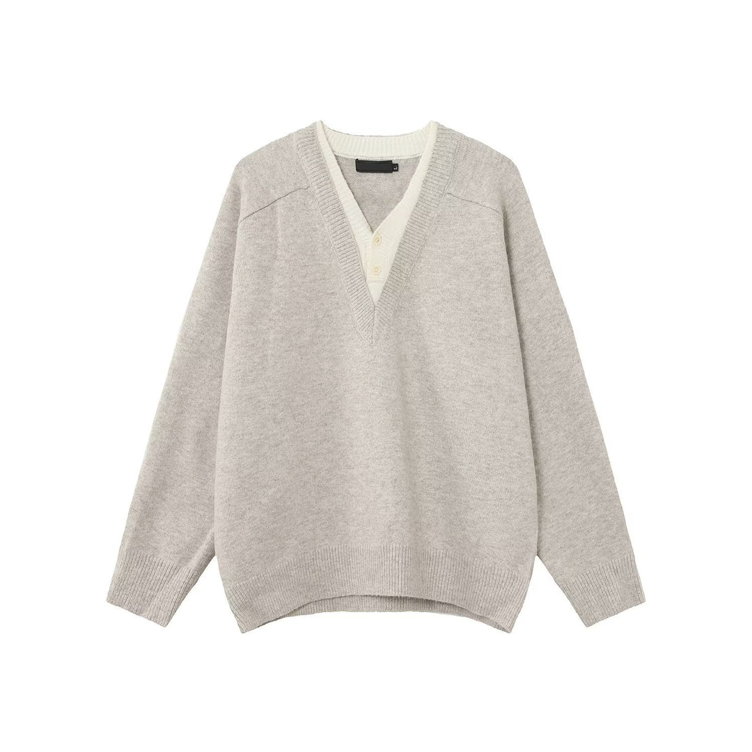 Herren Eleganter V-Ausschnitt Grobstrickpullover Drune