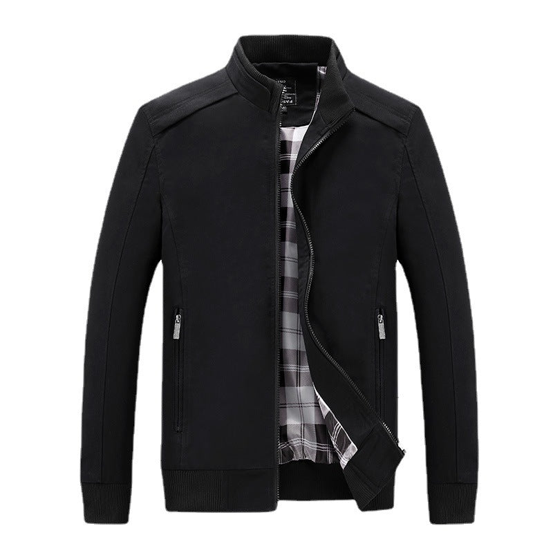 Herren leichter Reißverschluss-Blouson mit kariertem Innenfutter, Rippbündchen und Stehkragen Drune