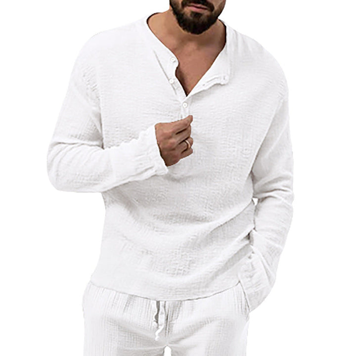Herren Langarmshirt mit Knopfleiste Drune