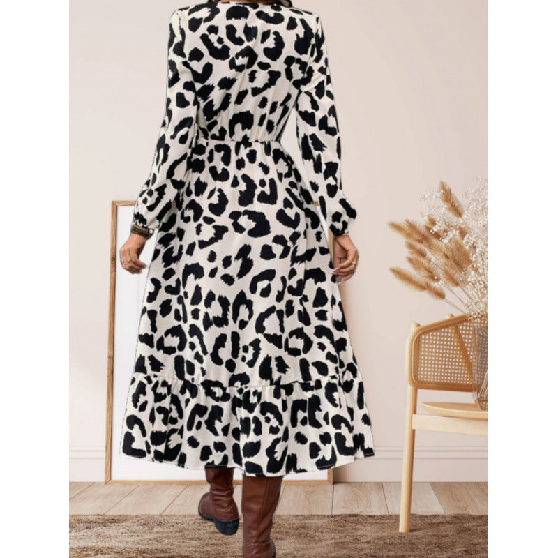 Damen Maxikleid mit asymmetrischem Schnitt und trendigem Leopardenmuster Drune