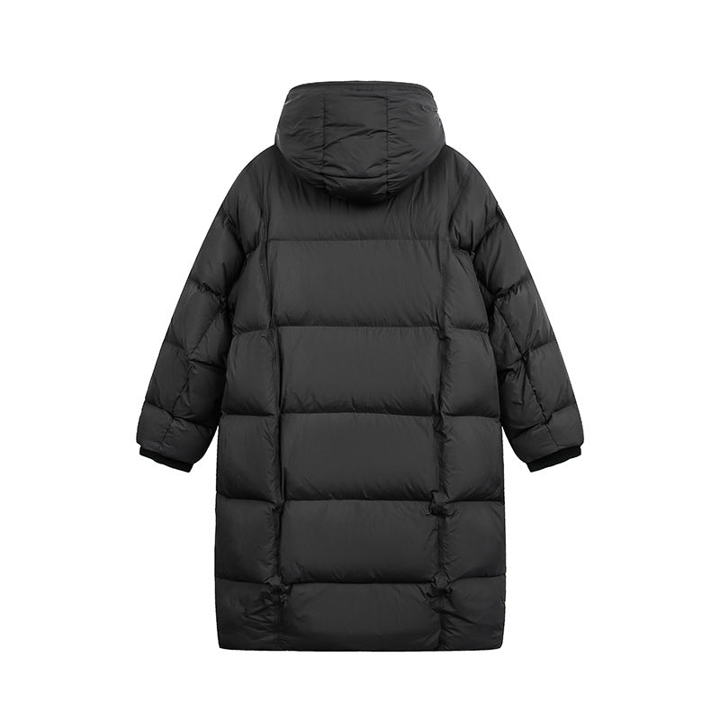 Damen Langer Steppmantel mit Kapuze, Oversize Thermoisolierung Drune