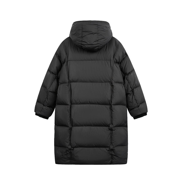 Damen Langer Steppmantel mit Kapuze, Oversize Thermoisolierung Drune