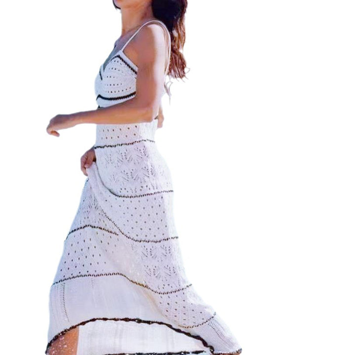 Damen Häkel-Maxikleid mit fließendem Schnitt und raffinierten Details Drune