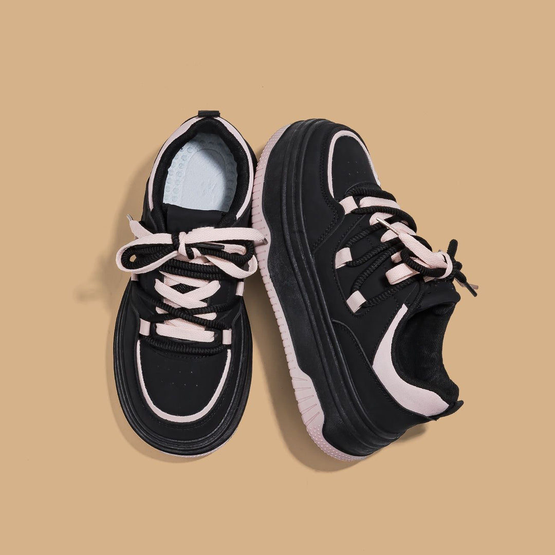 Damen Plateausneaker im Retro-Chunky-Look mit zweifarbiger EVA-Sohlenschichtung und gepolstertem Komfortkragen Drune