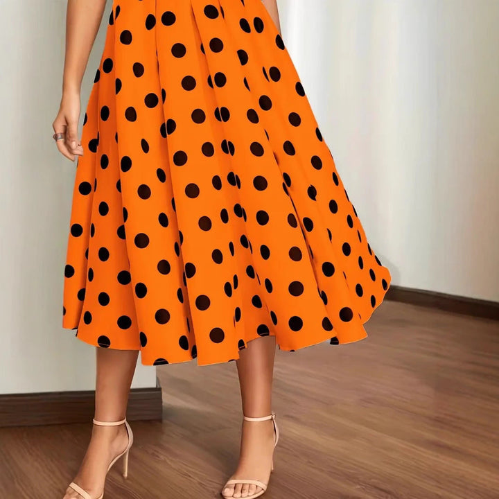 Damen A-Linie Kleid mit Polka-Dots Drune