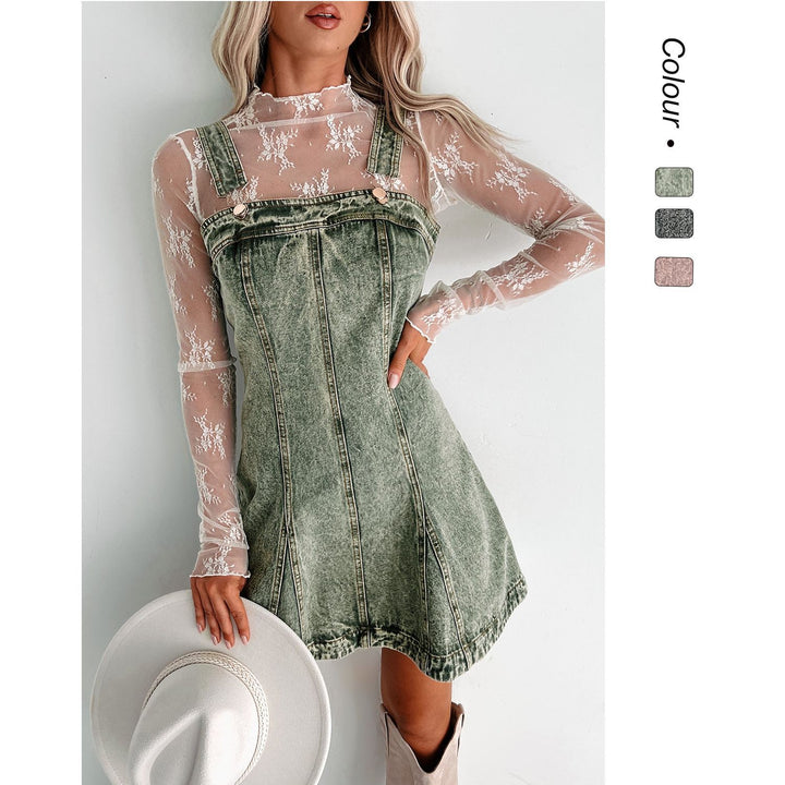 Damen Jeanskleid mit verstellbaren Trägern und modernem Schnitt Drune