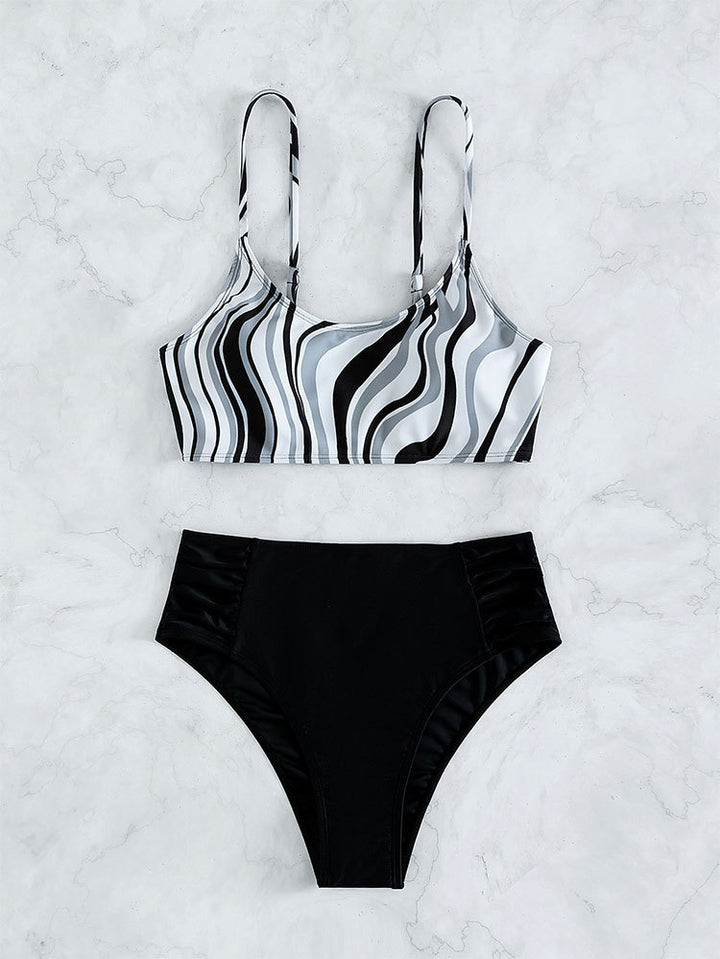 Damen Triangel-Bikini-Set mit modischem Wickeldetail und hochtailliertem Slip Drune