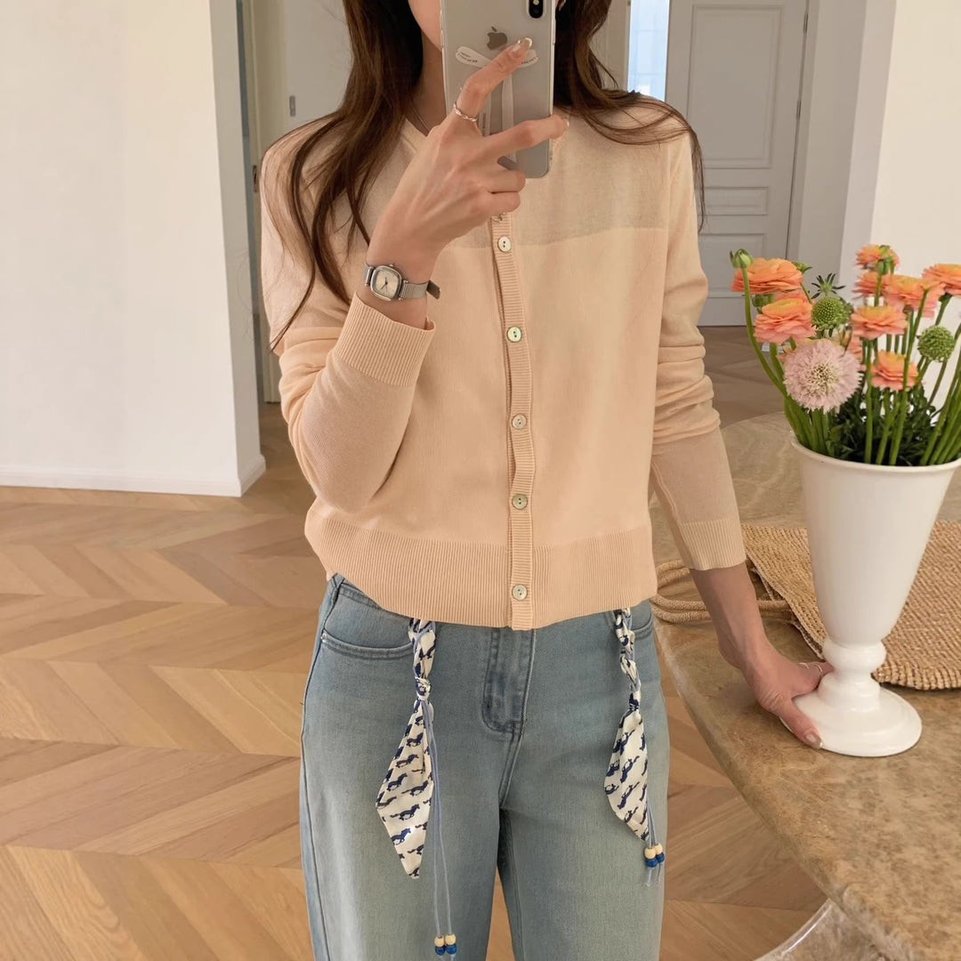 Damen Modische Strickjacke mit Knopfleiste Drune